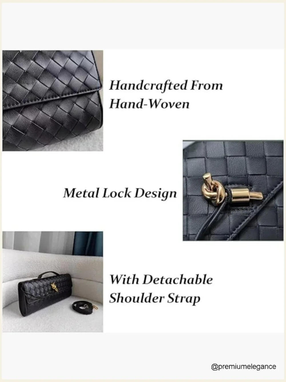 Vegan Leather Woven Crossbody Clutch Evening Bag